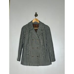 Vintage Houndstooth Blazer Womens Small Double Breasted Preppy Jacket ILGWU